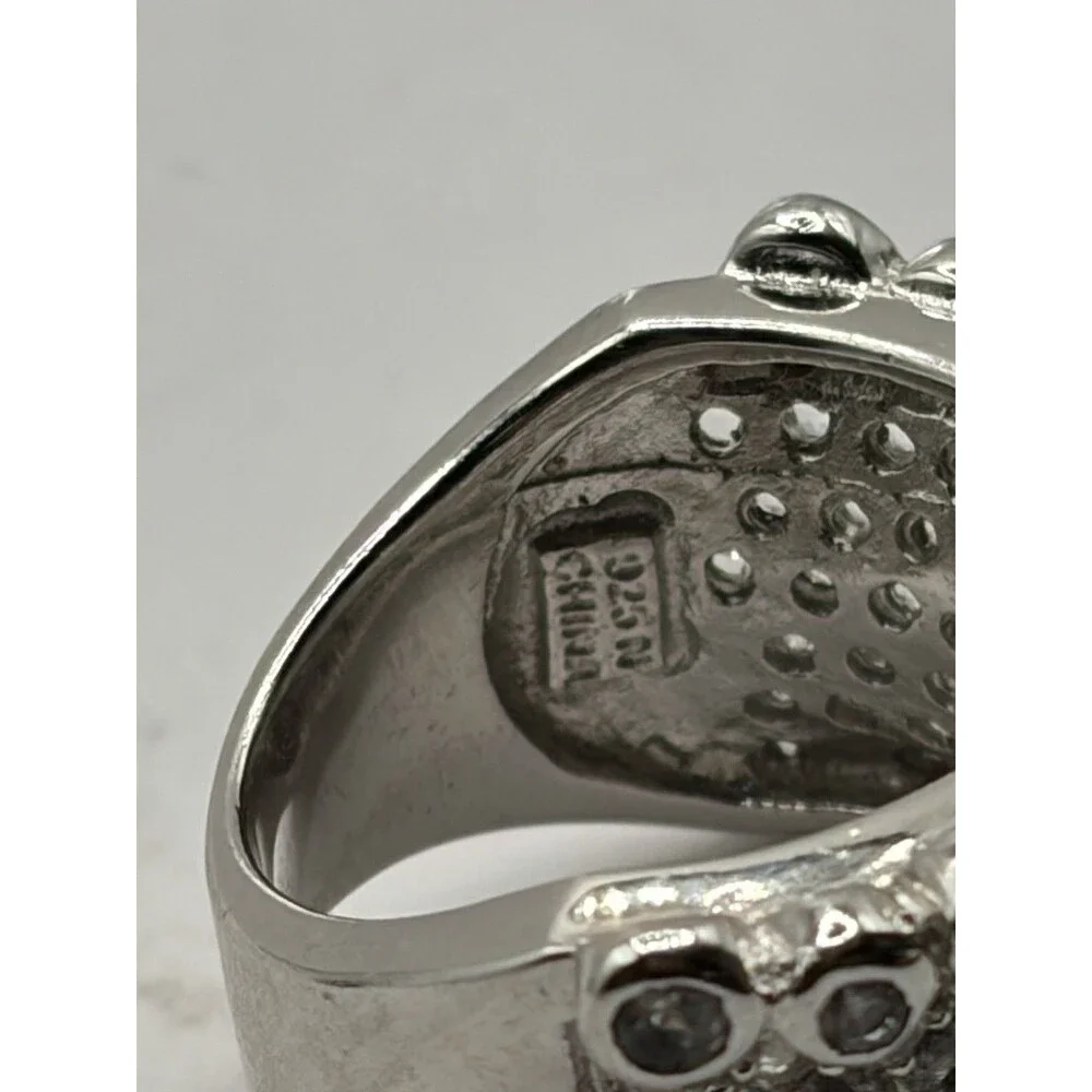 Ross Simons Sterling silver pave Clear cluster bubble wide Band ring sz 7.5